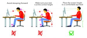 Correct posture at computer desk